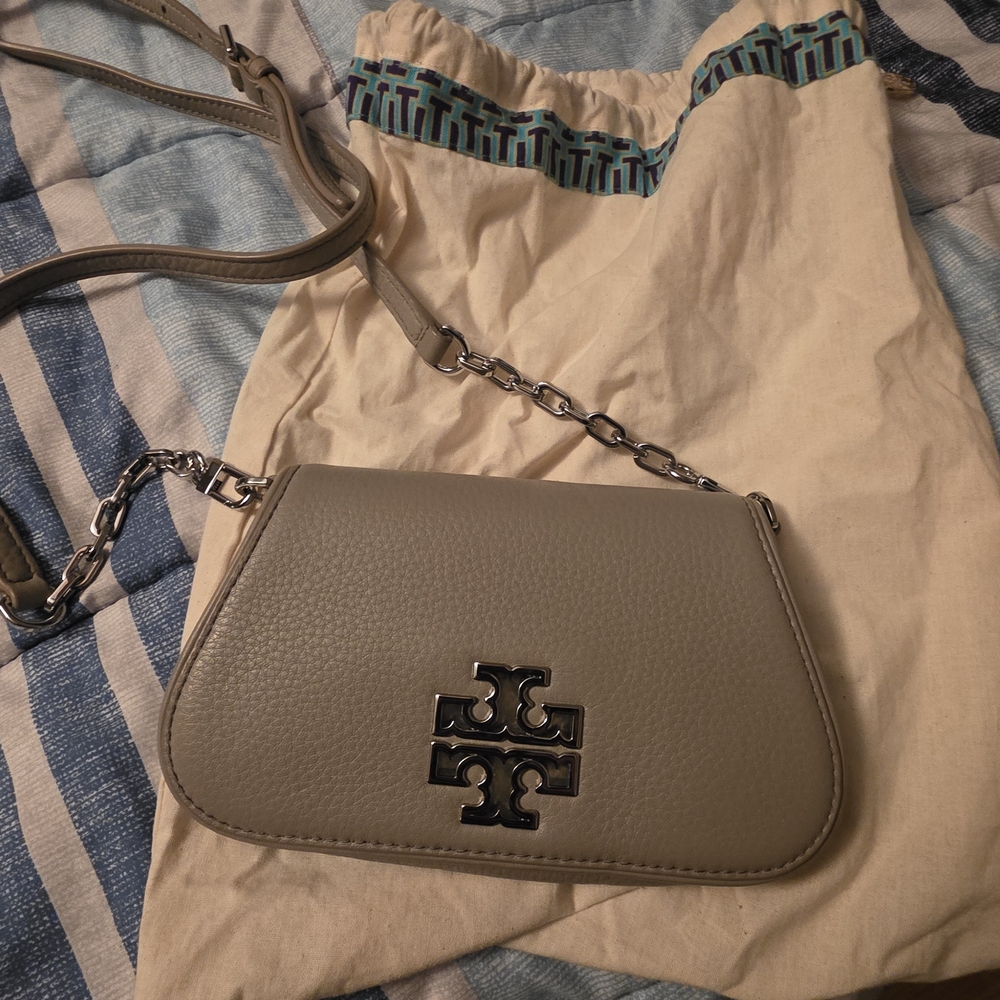 Tory Burch Gray Leather Crossbody Bag